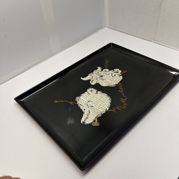 VTG Couroc Monterey California Bull Bear Tray 18 X 12.5” Black Lacquer MCM - Picture 10 of 10